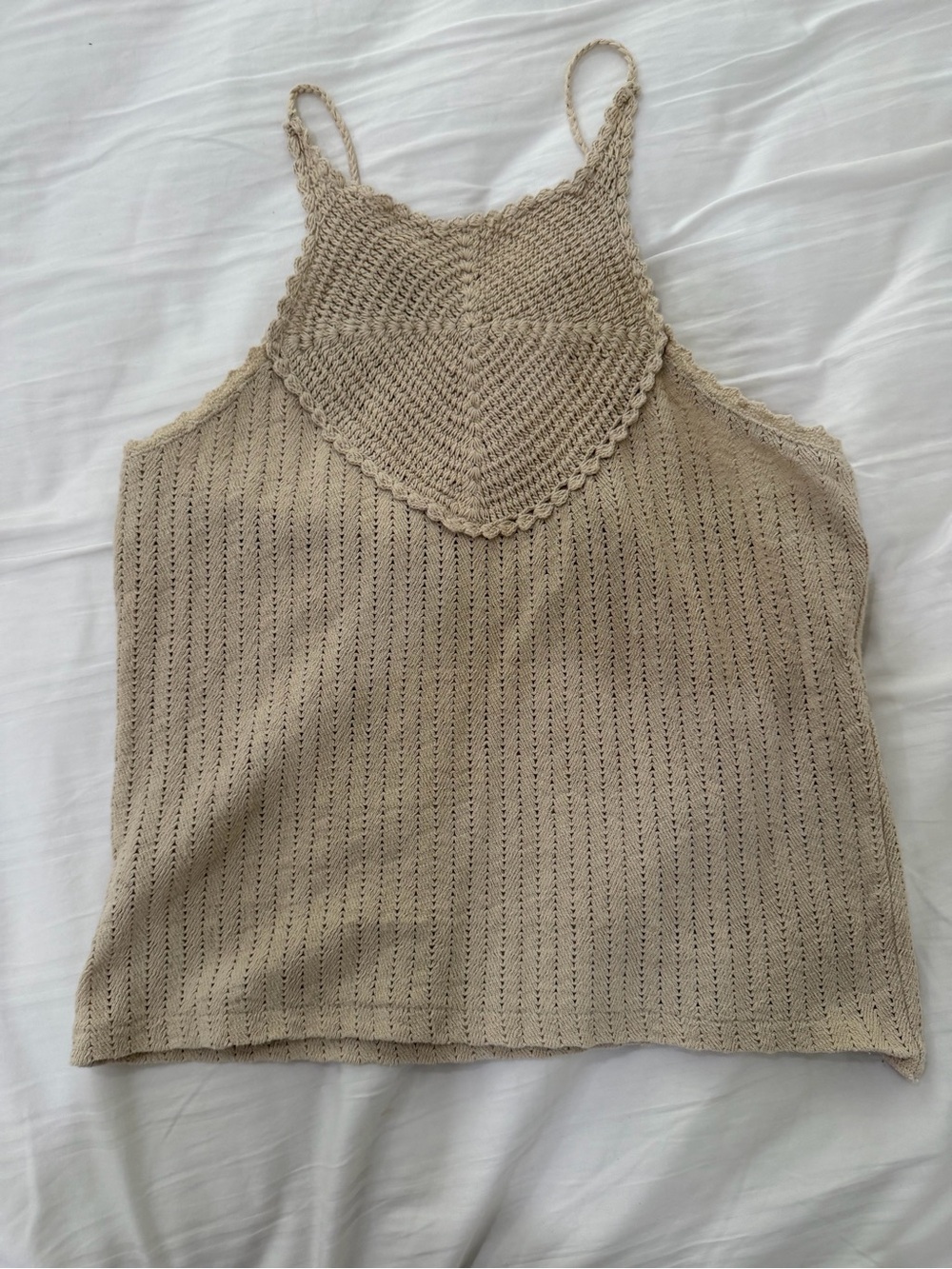 H&M Beige Crochet Knit Top